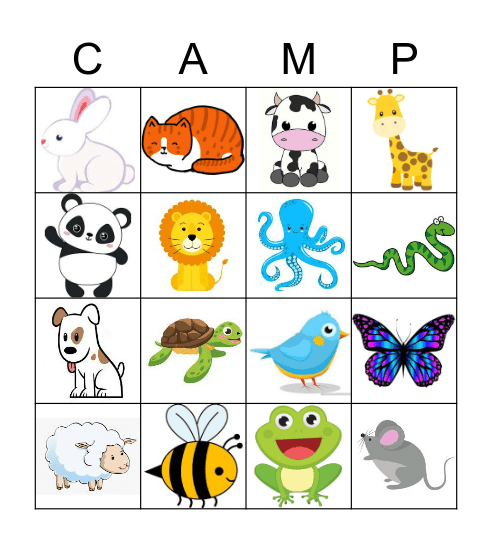 Animals Bingo Card