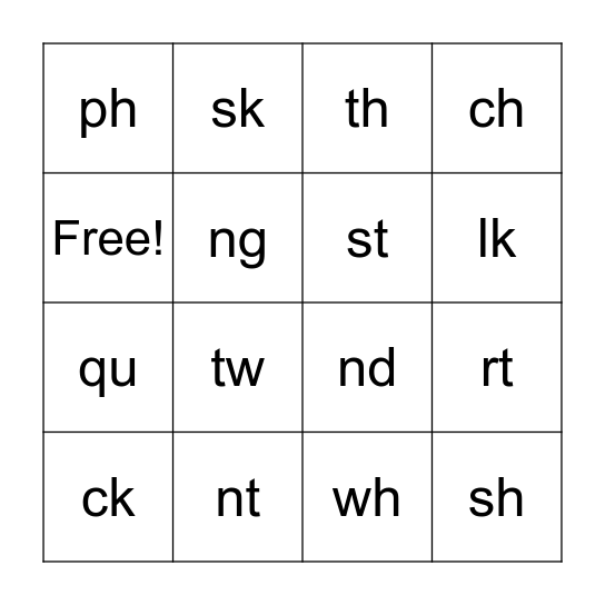 Let's Go 4B Phonics Bingo Card