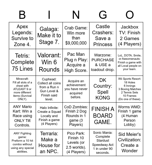 Challenge Accepted II: 12 Lines, 24 Hours. Bingo Card