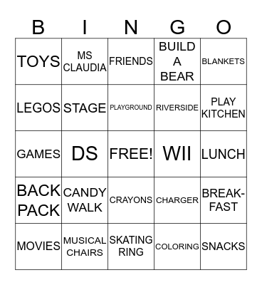 THINGS ASSOCIATED WITH RES DAYCARE Bingo Card