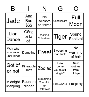 CNY Bingo Card
