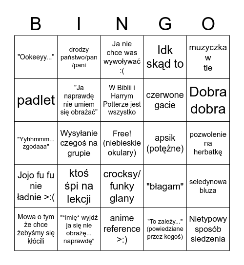 bingo na polski (strzała) Bingo Card