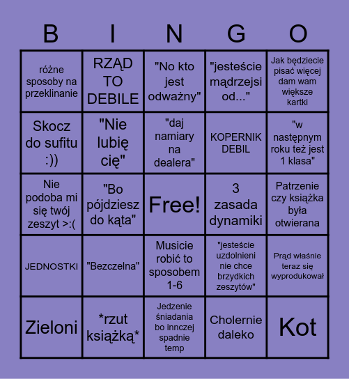 Bingo fizyka Bingo Card