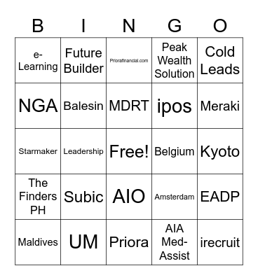 AIA Bingo Card