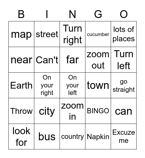 THUMBS UP UNIT 3 Bingo Card