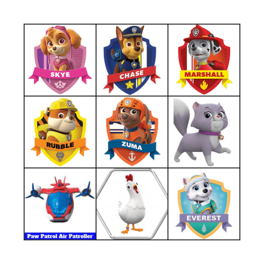 PAW PATROL BINGO Card