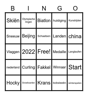 Olympische winterspelen Bingo Card