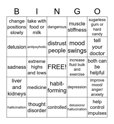 medication bingo Card