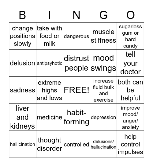 medication bingo Card