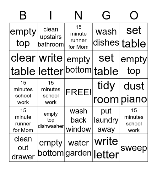 Isabel's Bingo Sheet Bingo Card