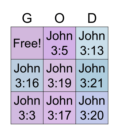 John 3 Bingo Card
