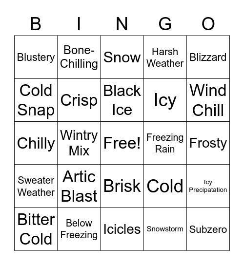 Winter Bingo Card