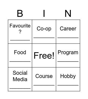 Networking Bingo Card