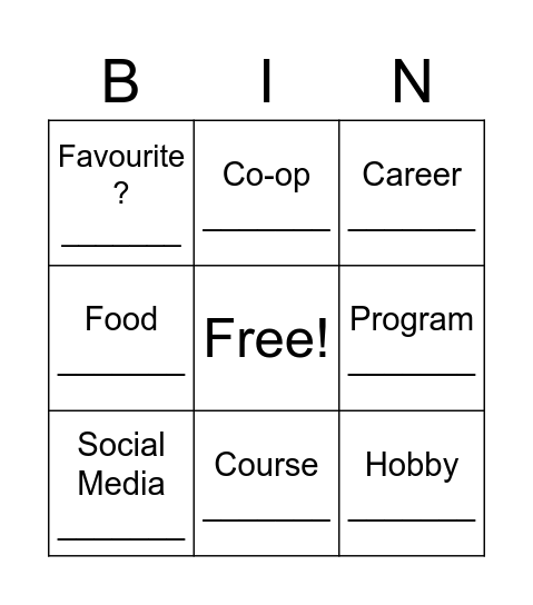 Networking Bingo Card