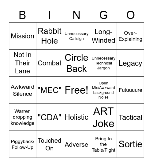 Shenanigans Bingo Card