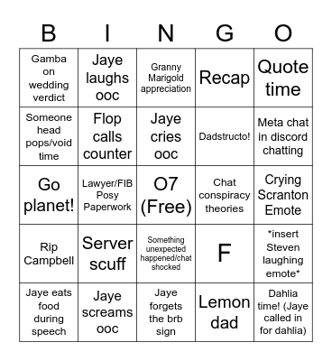 LetterJaye (Chat) LemonHayes Wedding Bingo Card