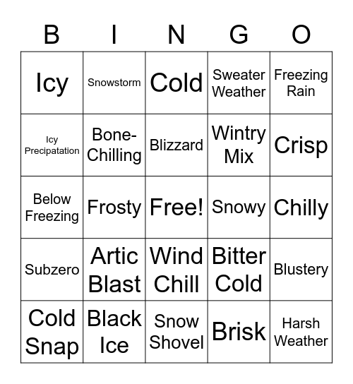 Winter Bingo Card