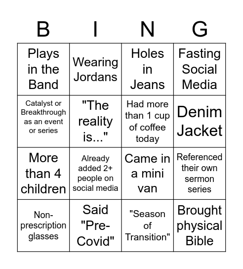 Conference Bingo Card