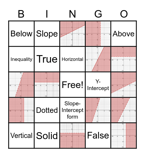 Linear inequalities Bingo Card