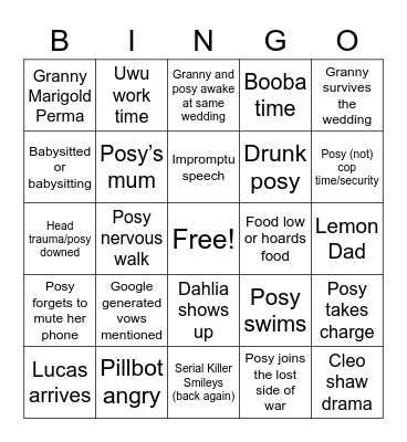 LetterJaye LemonHayes Wedding Bingo Card
