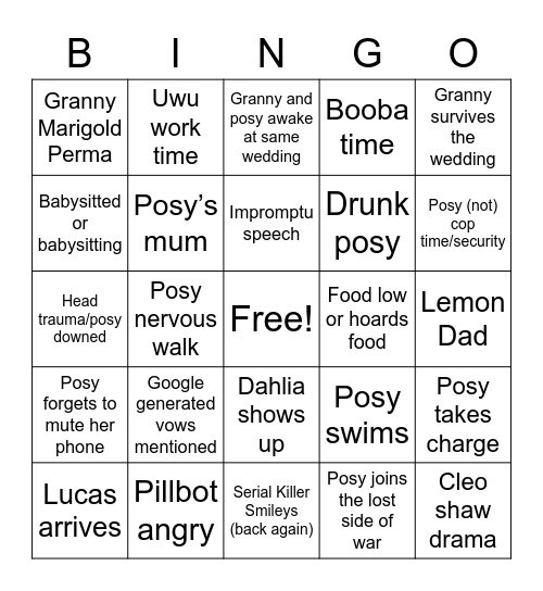 LetterJaye LemonHayes Wedding Bingo Card