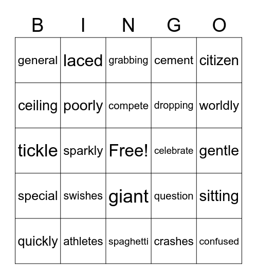 Sean Bingo Card