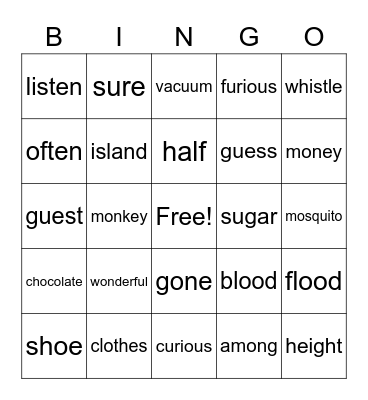 Jailbird Bingo Card