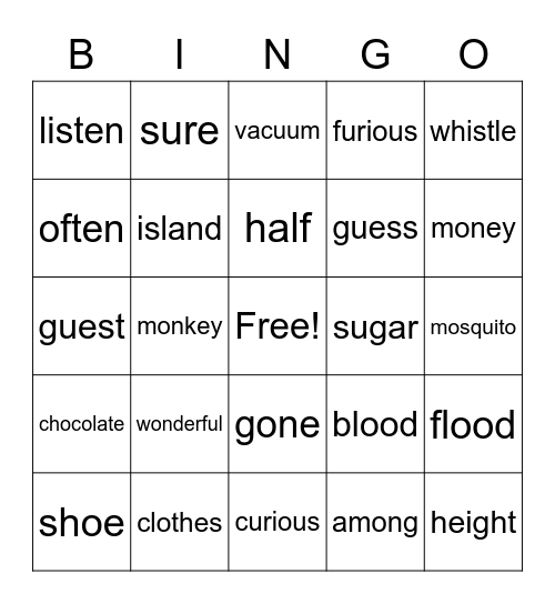 Jailbird Bingo Card
