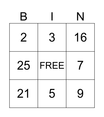 LOS NUMEROS Bingo Card