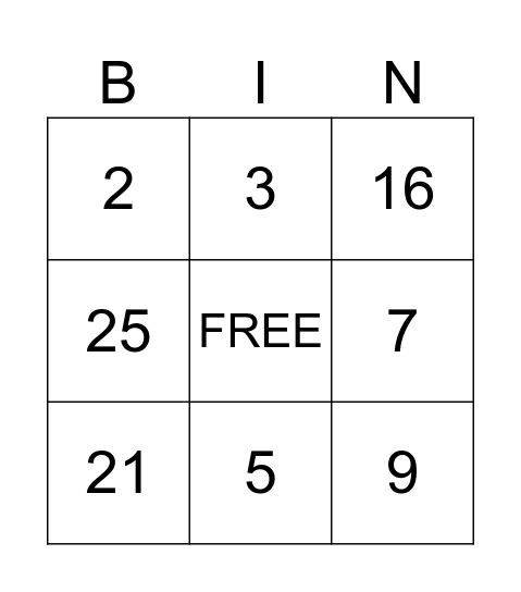 LOS NUMEROS Bingo Card