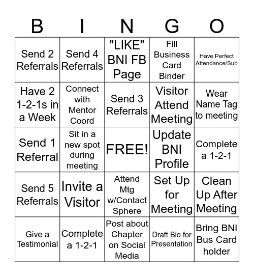 BNI BINGO Card