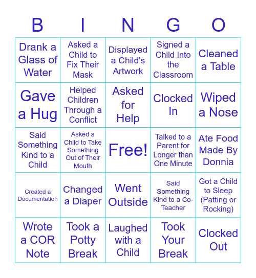 Have Fun at Work Day Bingo Card