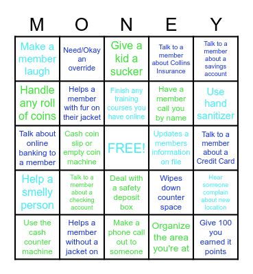 Collins Credit Union Bingo Card
