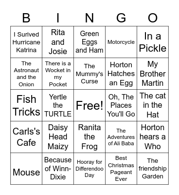 4th grade Reading Stories Bingo Card