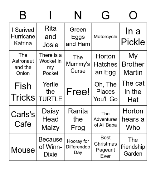 4th grade Reading Stories Bingo Card