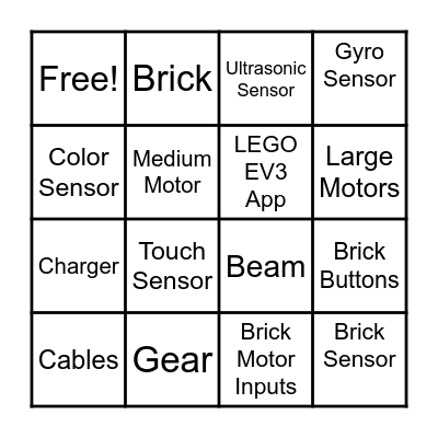 Mindstorm EV3 BINGO! Bingo Card