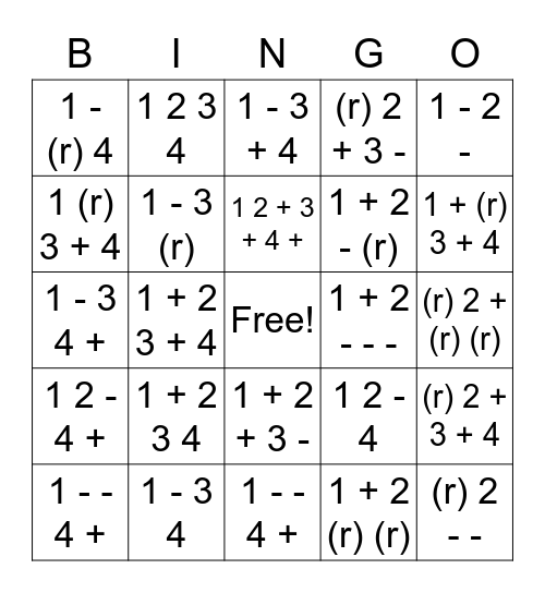 Rhythm Count Bingo Card