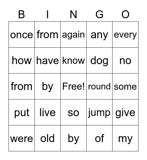 Lucas's Sight Words Bingo Card