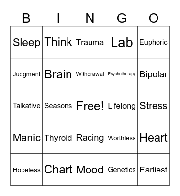 Bipolar BINGO Card