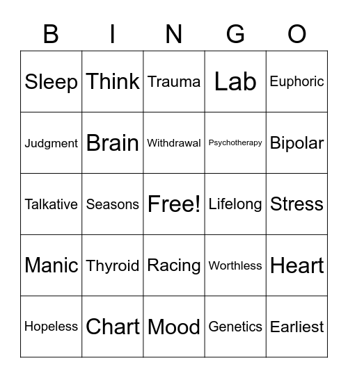 Bipolar BINGO Card