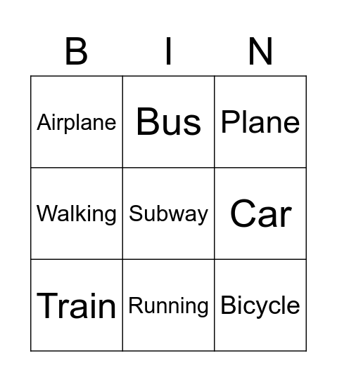 Vocabulary unit 2 Bingo Card