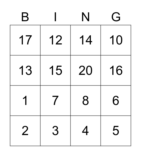 Bingo in italiano Bingo Card