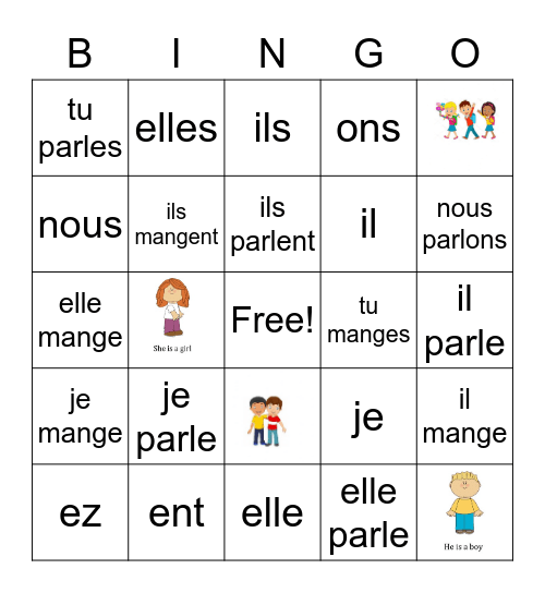 ER verb conjugation Bingo Card