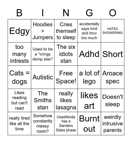 Theo Bingo (that's me) Bingo Card