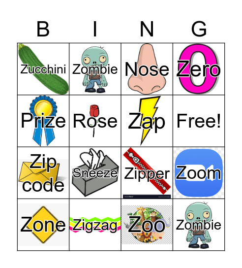 /z/ Bingo Card