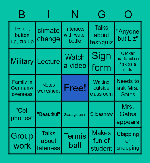 Oceanography Bingo Card