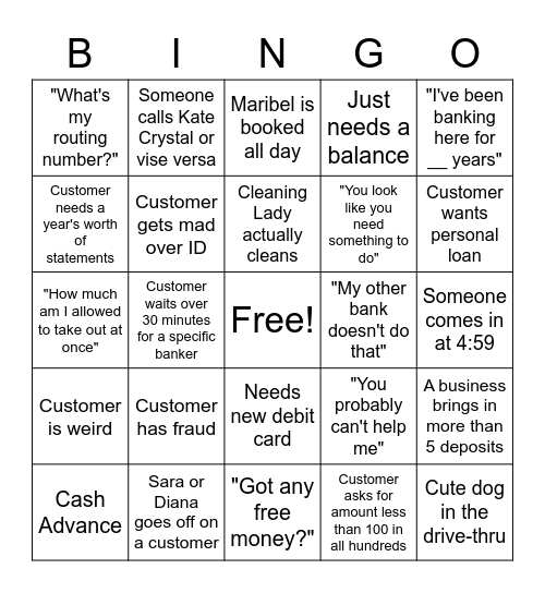 Sagamore Bingo Card