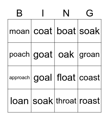 Spelling Bee Bingo Card