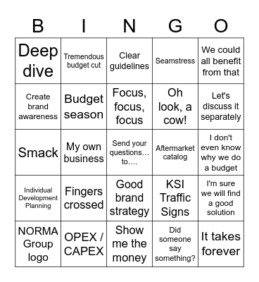 Team Meeting Bingo Card