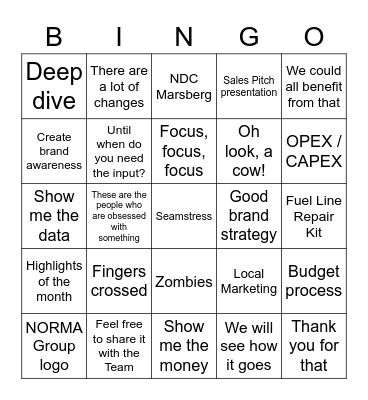 Team Meeting Bingo Card